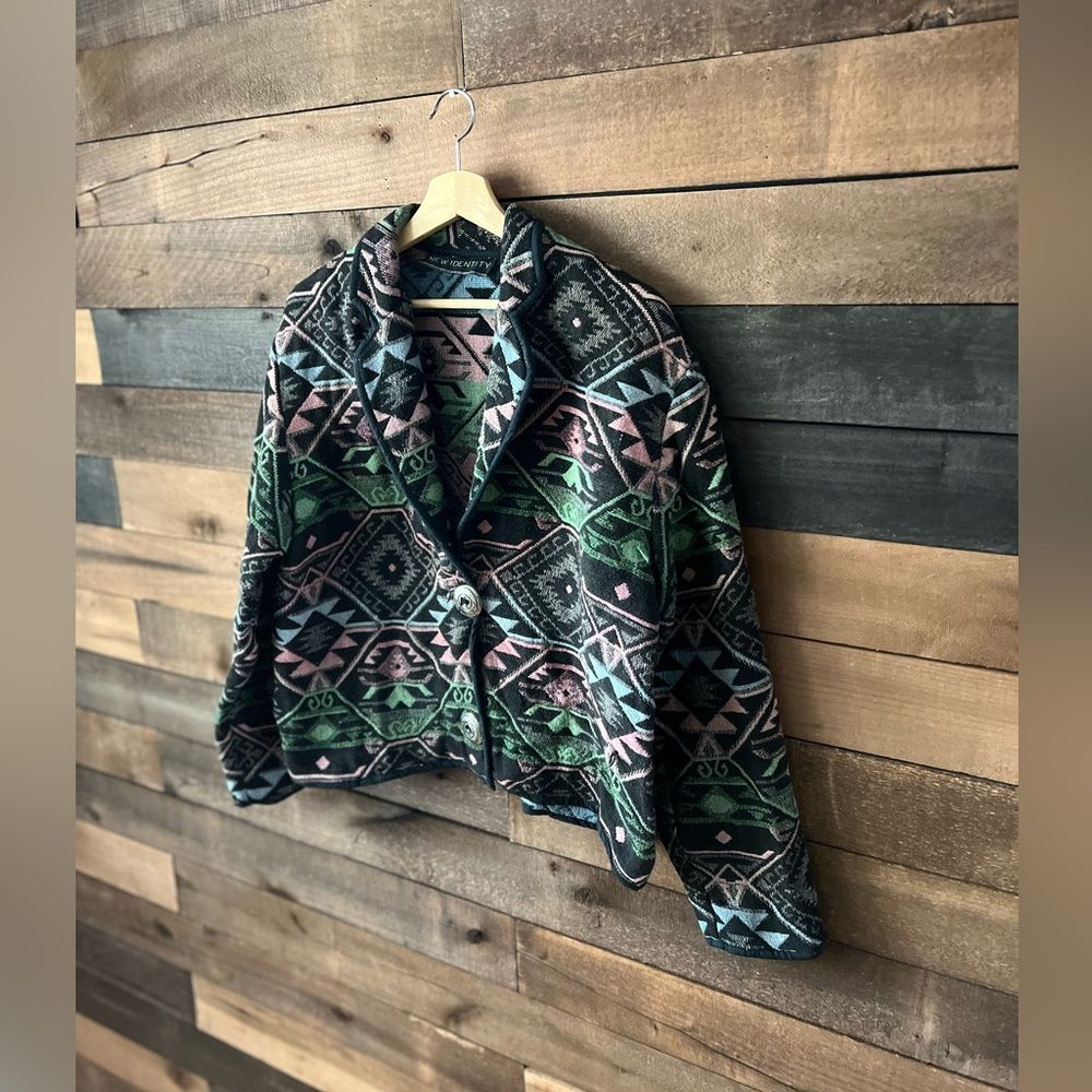 Vintage New Identity Southwest Cotton Woven Cropped Jacket - Picture 7 of 11
